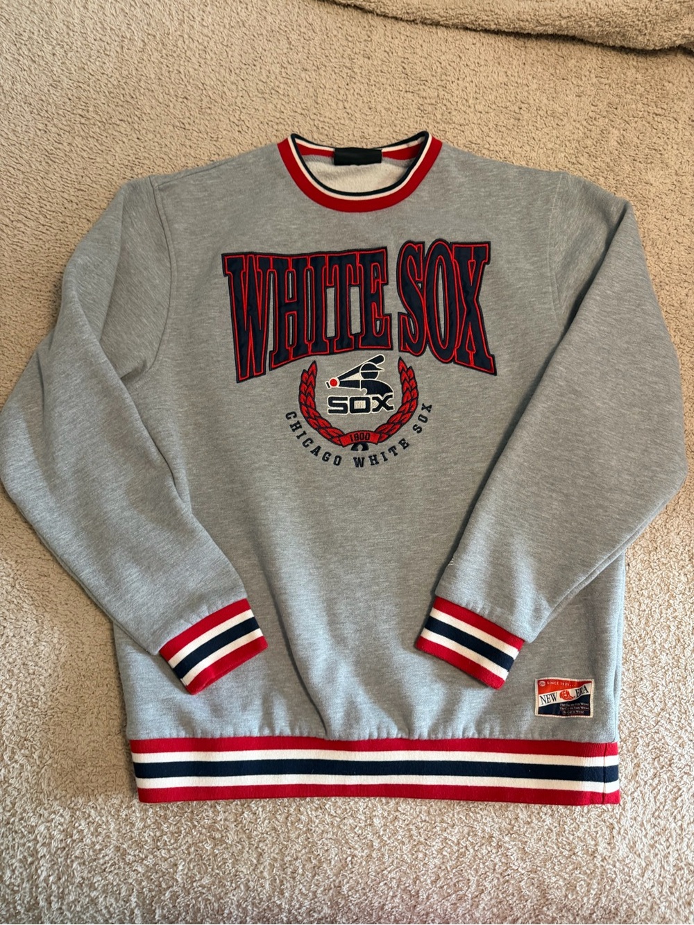 New Era Cooperstown Chicago White Sox Crewneck Sweatshirt Gray Retro Size L